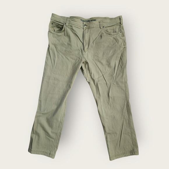 Duluth Flex Fire Hose Jeans Men's Sz 42x28 Tan Straight Leg Workwear Durable - Picture 1 of 10